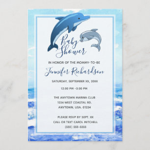 Mutter und Baby Dolphin Ocean Baby Dusche Einladung