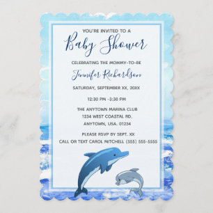 Mutter und Baby Dolphin Ocean Theme Babydusche Einladung