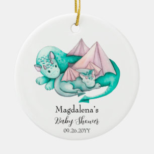 Mutter-und-Baby-Drache-Baby-Shower-Andenken Keramik Ornament