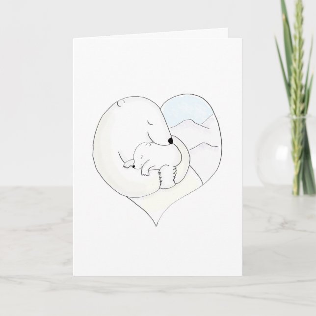 Mutter und Baby Eisbär Mutterkarte Karte (Vorderseite)