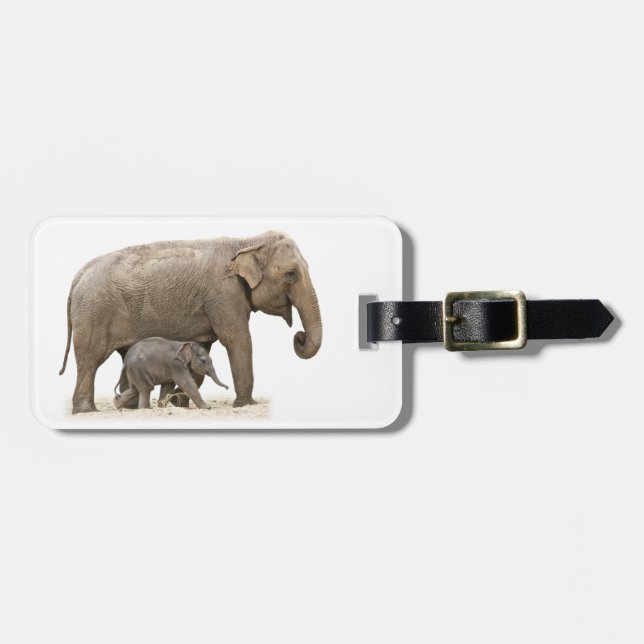 Mutter und Baby Elephant Gepäckanhänger (Vorderseite horizontal)