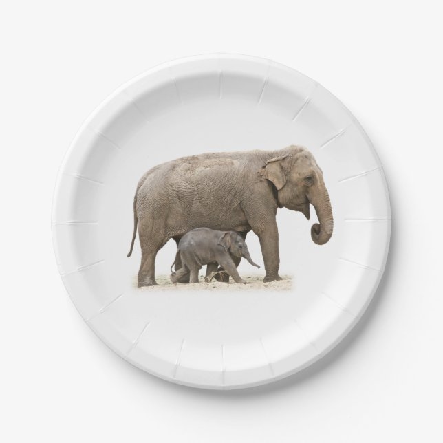 Mutter und Baby Elephant Pappteller (Vorderseite)