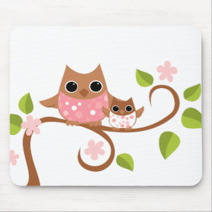 Mutter-und Baby-Eulen Mousepad