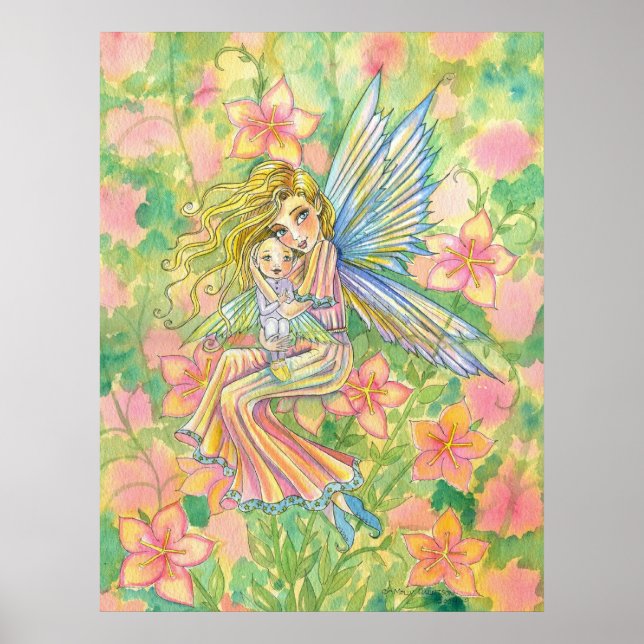 Mutter und Baby Fairy Art Poster Print (Vorne)