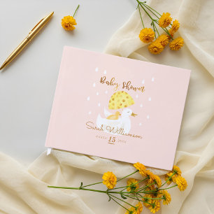 Mutter und Baby Gelber Ducky Schummel Rosa Gästebuch