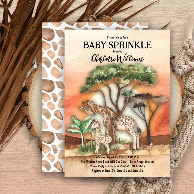 Mutter und Baby Giraffe Safari Baby Sprinkle Einladung (Von Creator hochgeladen)