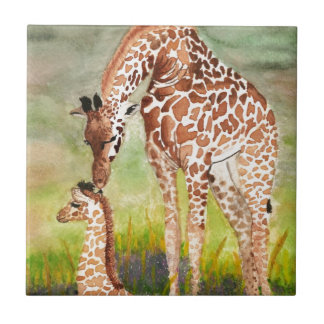 Mutter-und Baby-Giraffen Fliese