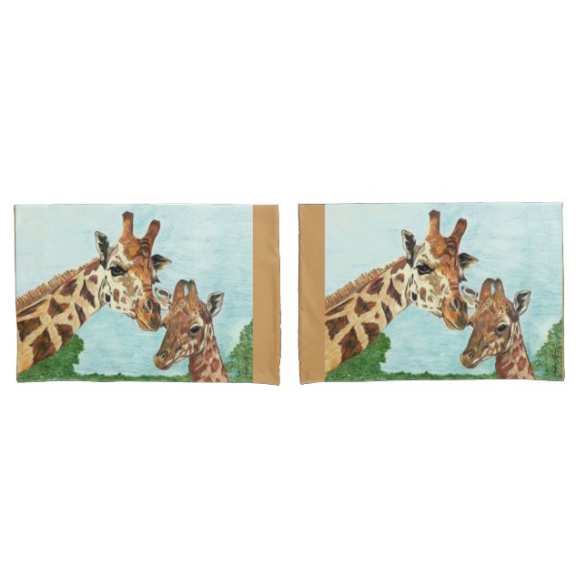 Mutter-und Baby-Giraffen-Kissen-Hüllen Kissenbezug (Vorderseite-Set)