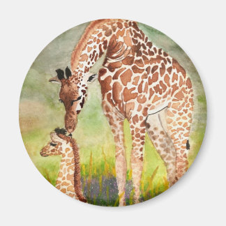 Mutter und Baby Giraffen Magnet