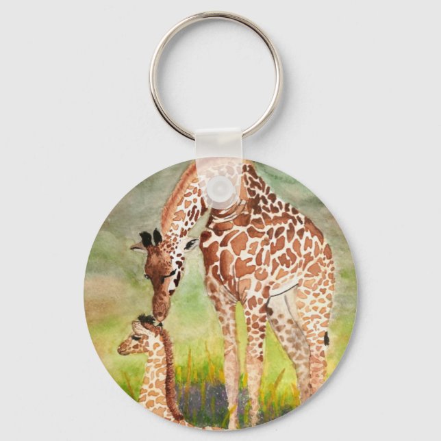 Mutter und Baby Giraffen Schlüsselanhänger (Vorderseite)