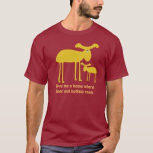 Mutter-und Baby-goldener Rotwild-Cartoon T-Shirt