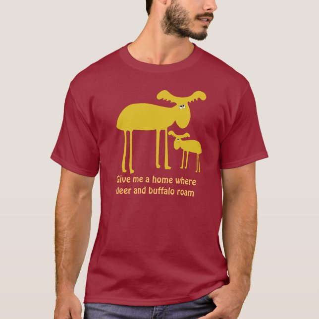 Mutter-und Baby-goldener Rotwild-Cartoon T-Shirt (Vorderseite)
