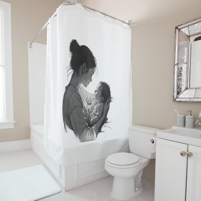 Mutter-und-Baby-Kunstwerk Duschvorhang (Beispiel)