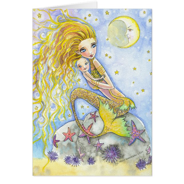 Mutter und Baby Mermaid Card von Molly Harrison (Vorne)