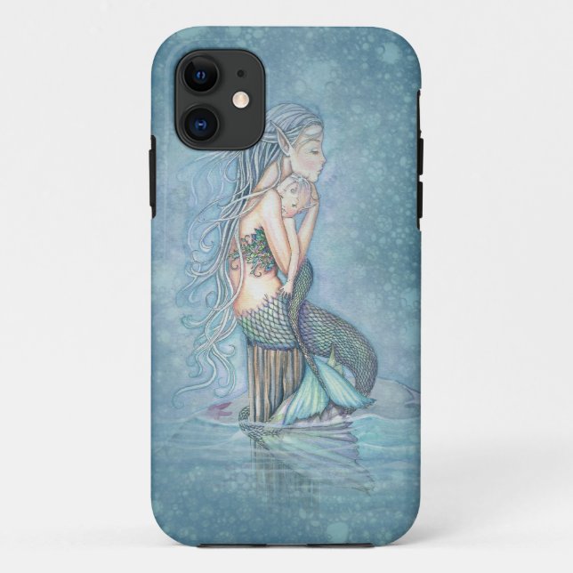 Mutter und Baby Mermaid Fantasy Art iPhone Fall Case-Mate iPhone Hülle (Rückseite)