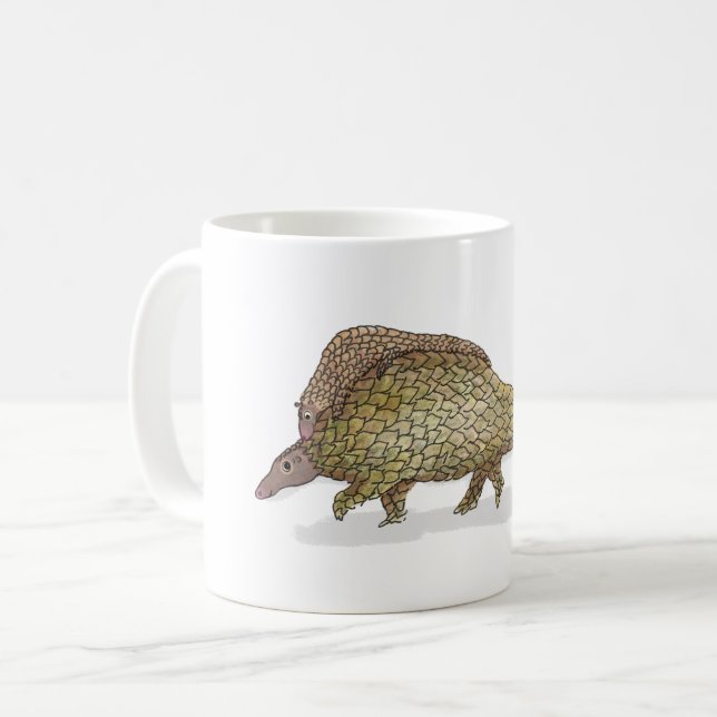 Mutter und Baby-Pangolin-Tasse Kaffeetasse (Vorderseite Links)