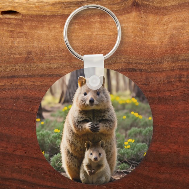 Mutter und Baby Quokka, Keyring Schlüsselanhänger (Vorderseite)