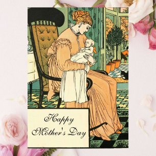 Mutter und Baby, Vintag Karte