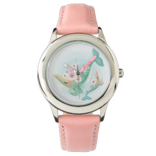 Mutter- und Baby-Wal-Tanz Armbanduhr