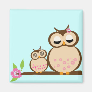 Mutter- und Babyeulenmagnet Magnet