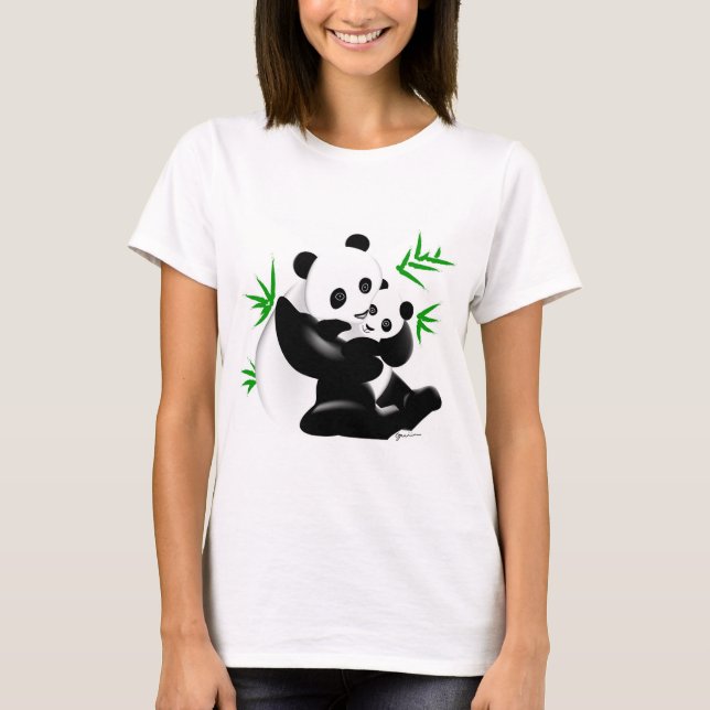 Mutter- und Babypandas T-Shirt (Vorderseite)