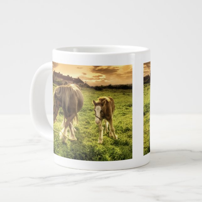 Mutter und Fohlen Jumbo-Tasse (Vorderseite Links)