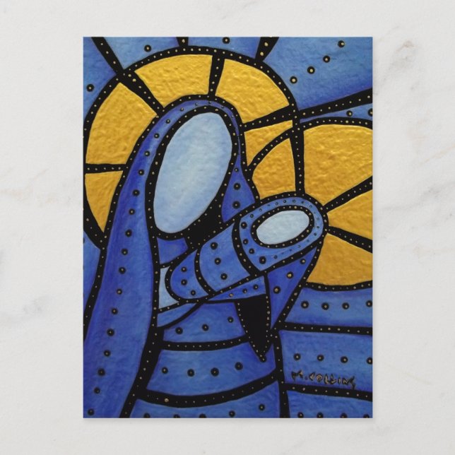 Mutter und Kind Abstraktes Blau Postkarte (Vorderseite)