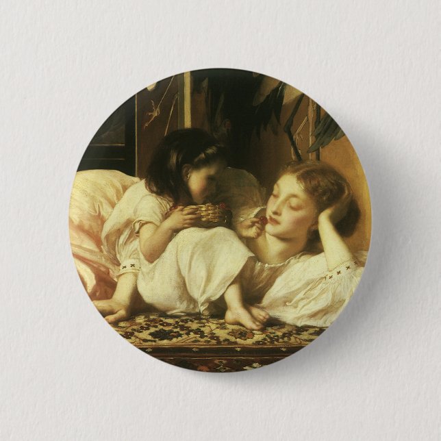 Mutter und Kind (alias Cherries) von Lord Leighton Button (Vorderseite)