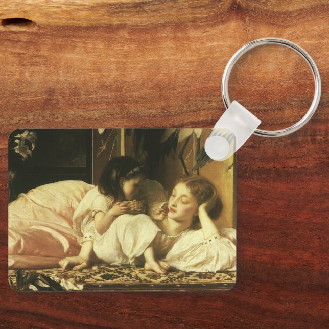 Mutter und Kind (alias Cherries) von Lord Leighton Schlüsselanhänger (Vorderseite)