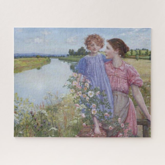 Mutter und Kind am Fluss Mit wilden Rose (Horizontal)