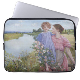 Mutter und Kind am Fluss Mit wilden Rose Laptopschutzhülle