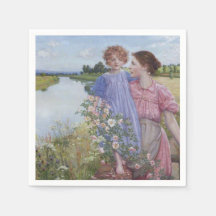 Mutter und Kind am Fluss Mit wilden Rose