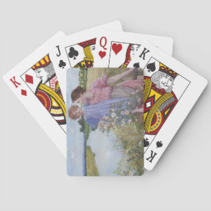 Mutter und Kind am Fluss Mit wilden Rose Spielkarten