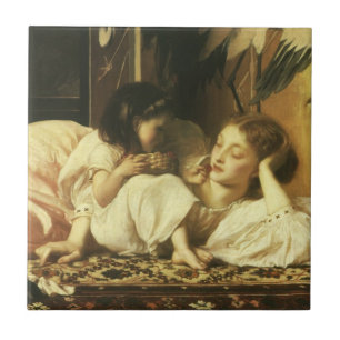 Mutter und Kind (auch Kirschen) von Lord Leighton Fliese