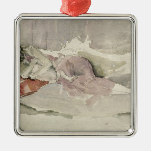 Mutter und Kind auf einer Couch Ornament Aus Metall