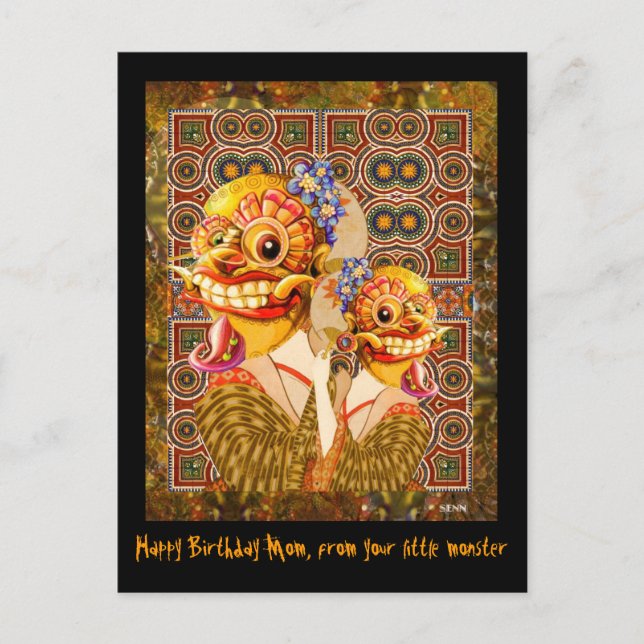 Mutter und Kind (kleines Monster) Postkarte (Vorderseite)