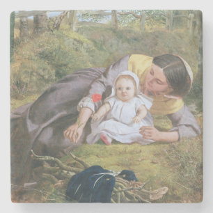 Mutter und Kind mit einer Mohnblume Steinuntersetzer