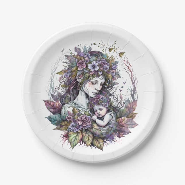 Mütter und Kind Pappteller (Vorderseite)