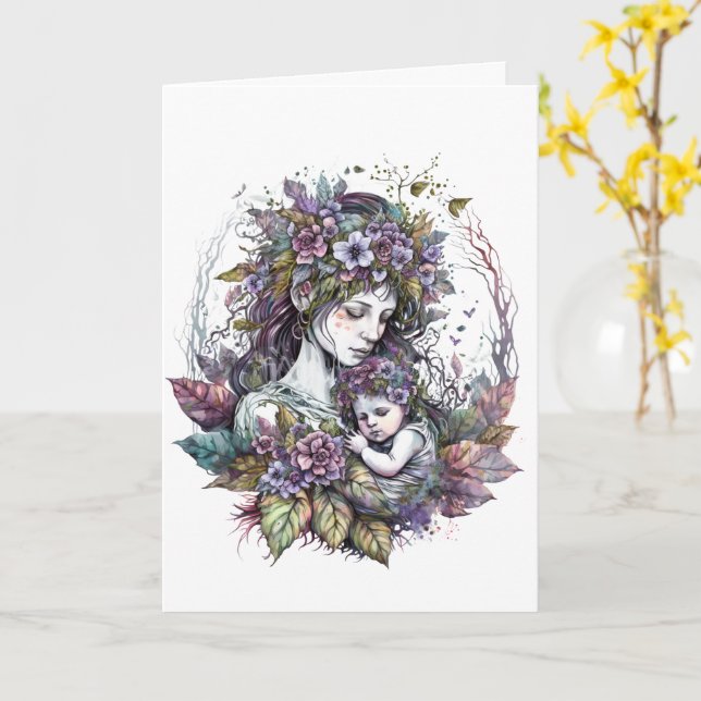 Mütter und Kind Personalisierter Muttertag Karte (Gelbe Blume)