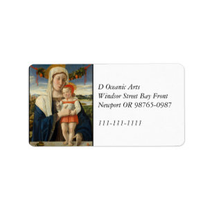 Mutter und Kind unter Garland Adressaufkleber