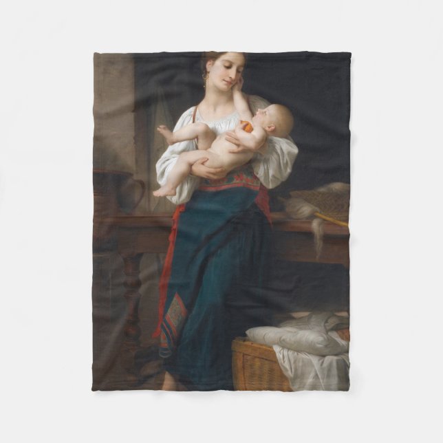 Mutter und Kind (von Bouguereau) Fleecedecke (Vorderseite)