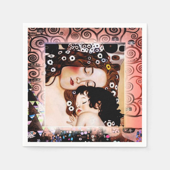 Mutter und Kind von Gustav Klimt Collage Serviette (Vorderseite)