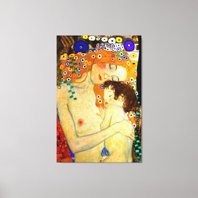 Mutter und Kind von Gustav Klimt Grosses Jugendsti Leinwanddruck (Vorderseite)