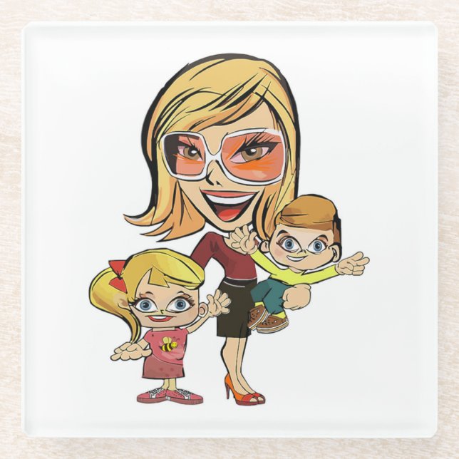 MUTTER UND KINDER GLASUNTERSETZER (Vorderseite)