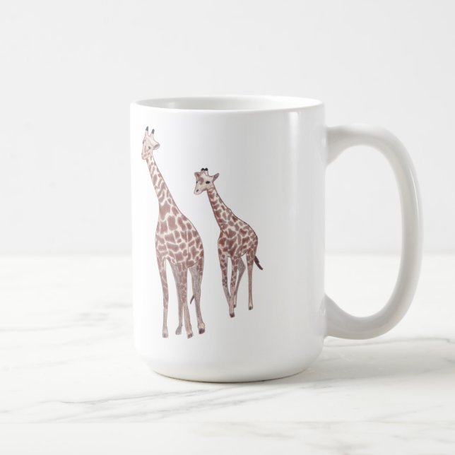 Mutter- und Kindergiraffen, die kundenspezifische  Kaffeetasse (Rechts)