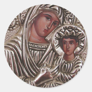 Mutter-und Kinderikone, Madonna und Jesus im Runder Aufkleber