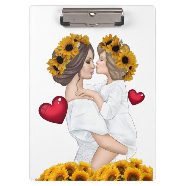 Mutter und Mädchen Klemmbrett (Vorderseite)
