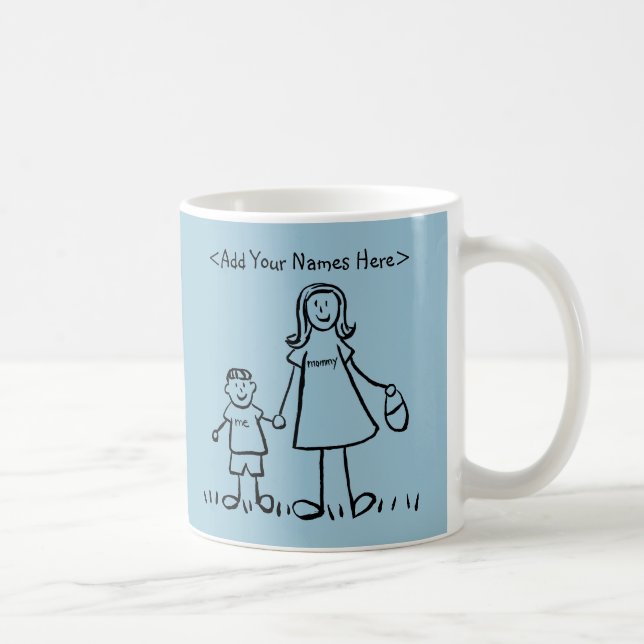 Mutter und Sohn Custom Family Art Coffee Tasse (Rechts)