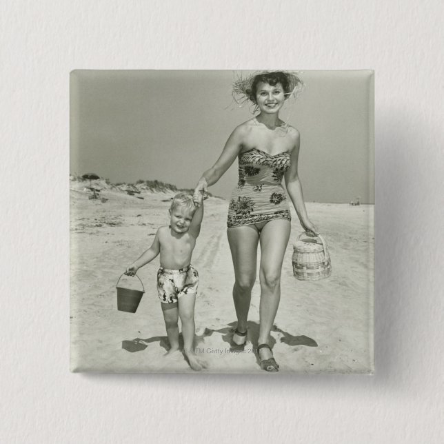 Mutter-und Sohn-Gehen Button (Vorderseite)