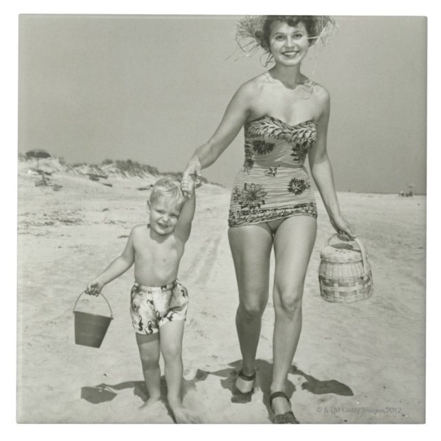 Mutter-und Sohn-Gehen Fliese (Vorderseite)